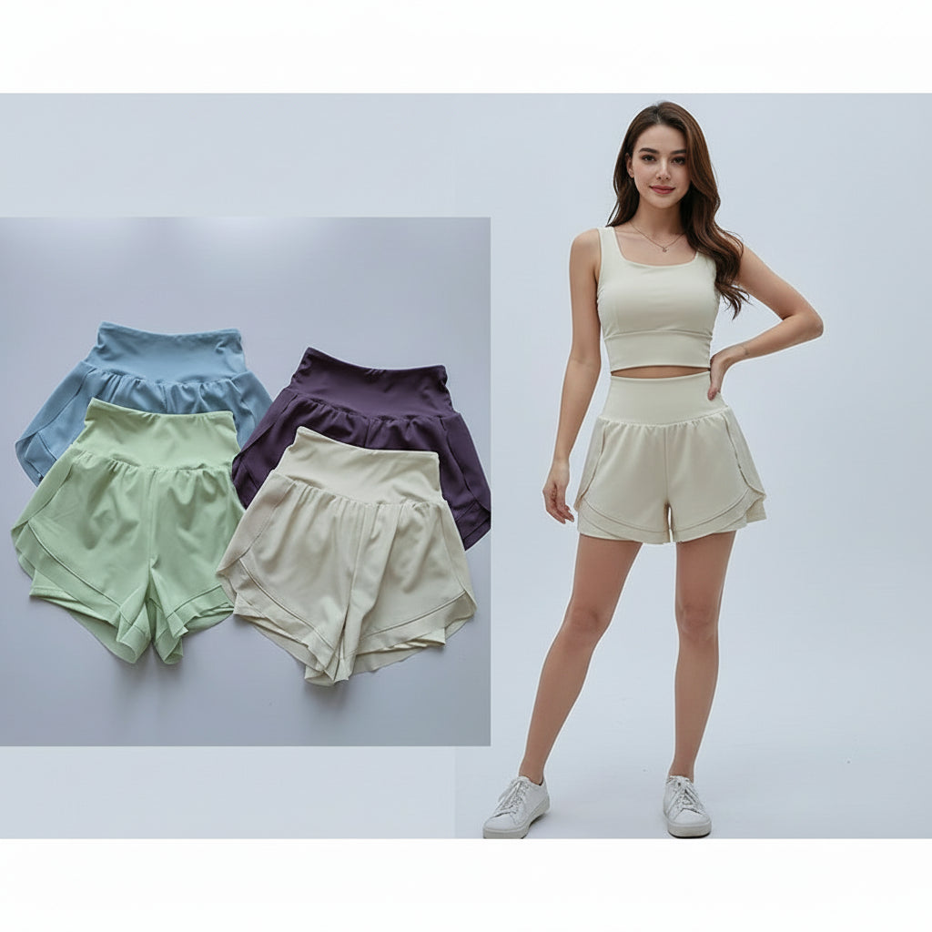 Shorts de ioga femininos, leggings metálicos para treino e corrida, ideais para academia e outras atividades físicas.