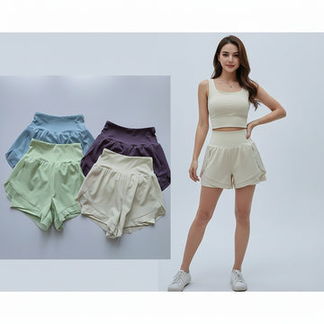 Shorts de ioga femininos, leggings metálicos para treino e corrida, ideais para academia e outras atividades físicas.